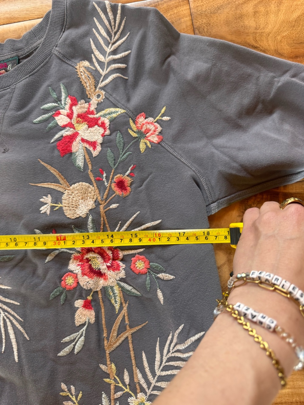 Johnny Was Blue Floral Embroidered Sweatshirt - Picture 6 of 10